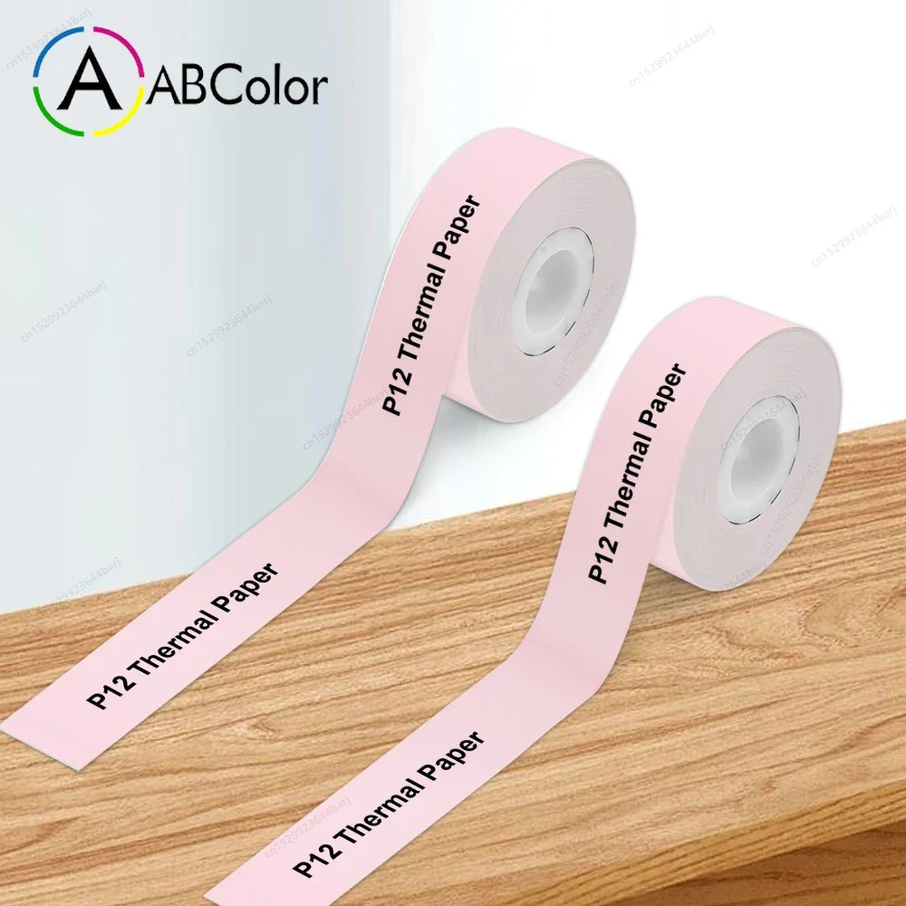 Mini Label Printer P12 Inkless Thermal Label Maker Auto Cut Label Machine Self-adhesive Sticker Printer or 2PK Label Paper Tape