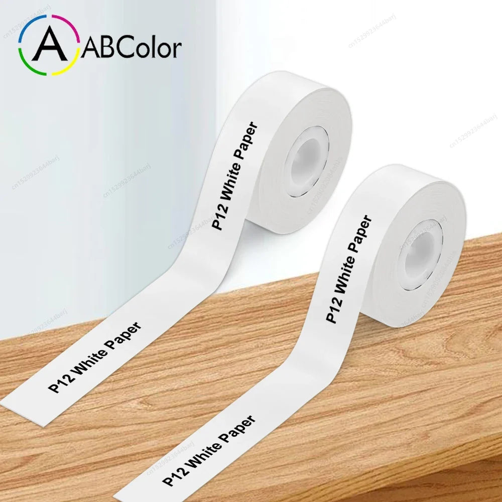Mini Label Printer P12 Inkless Thermal Label Maker Auto Cut Label Machine Self-adhesive Sticker Printer or 2PK Label Paper Tape