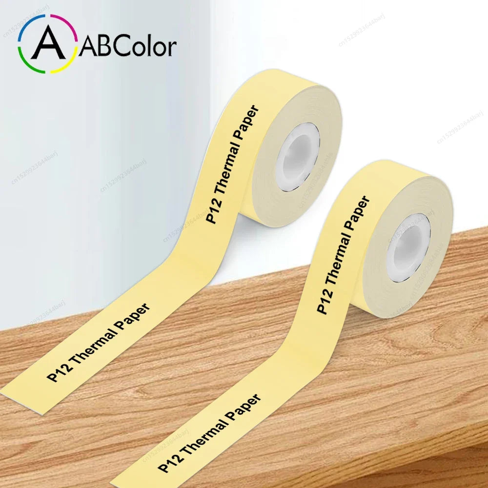 Mini Label Printer P12 Inkless Thermal Label Maker Auto Cut Label Machine Self-adhesive Sticker Printer or 2PK Label Paper Tape