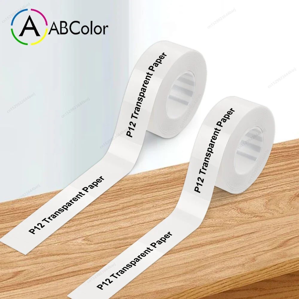 Mini Label Printer P12 Inkless Thermal Label Maker Auto Cut Label Machine Self-adhesive Sticker Printer or 2PK Label Paper Tape