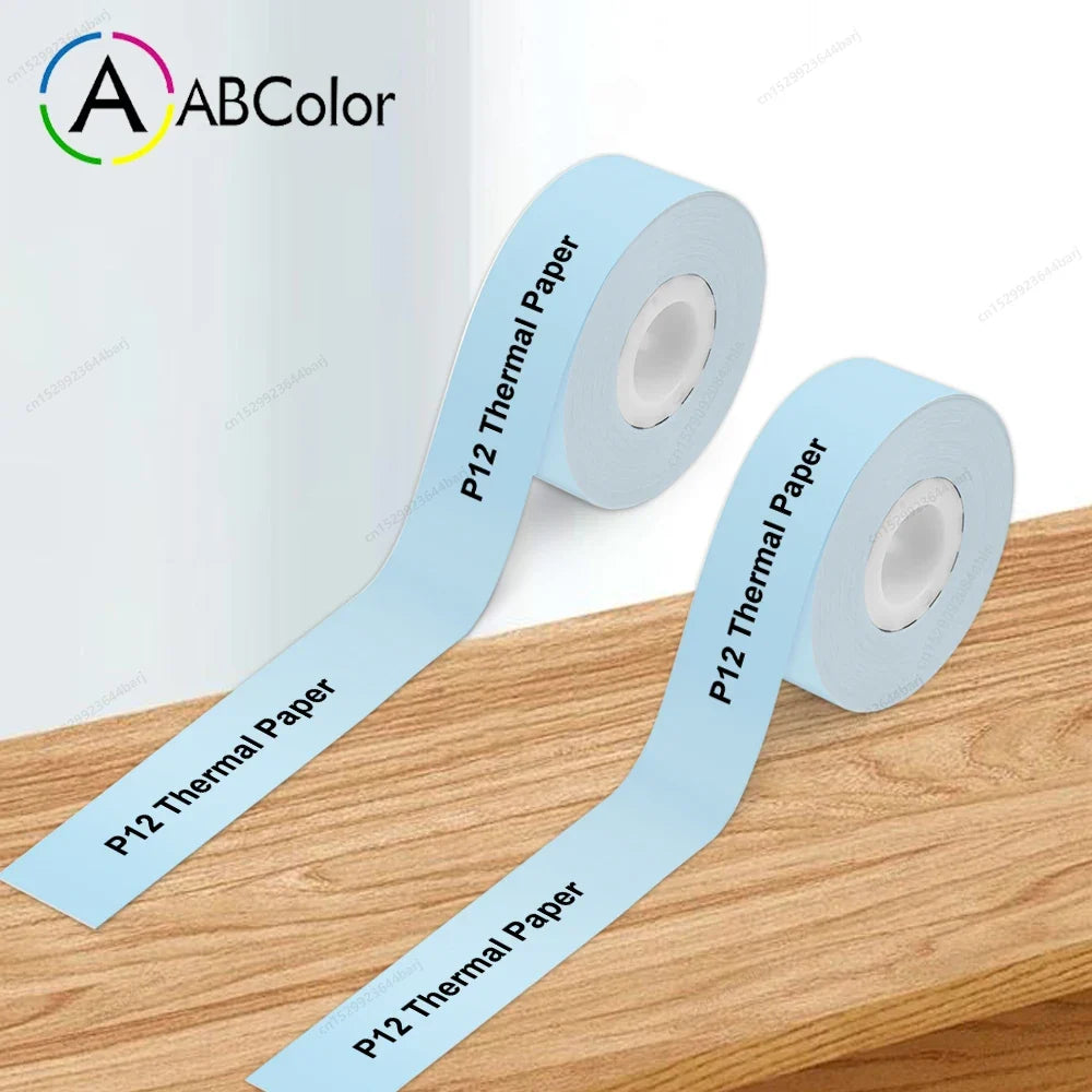 Mini Label Printer P12 Inkless Thermal Label Maker Auto Cut Label Machine Self-adhesive Sticker Printer or 2PK Label Paper Tape